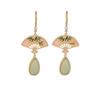 Aieryuan Gold-Plated Enamel Court Fan Earrings with Imitation Hetian Jade