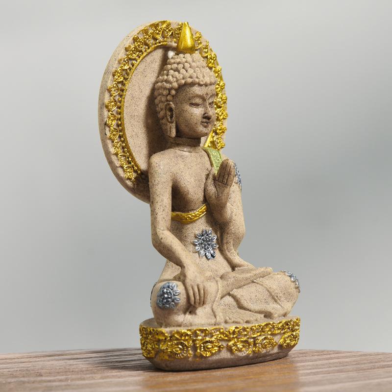 New Chinese Tantric Zen Resin Background Buddha Statue Home Decoration Ornaments Sandstone Crafts