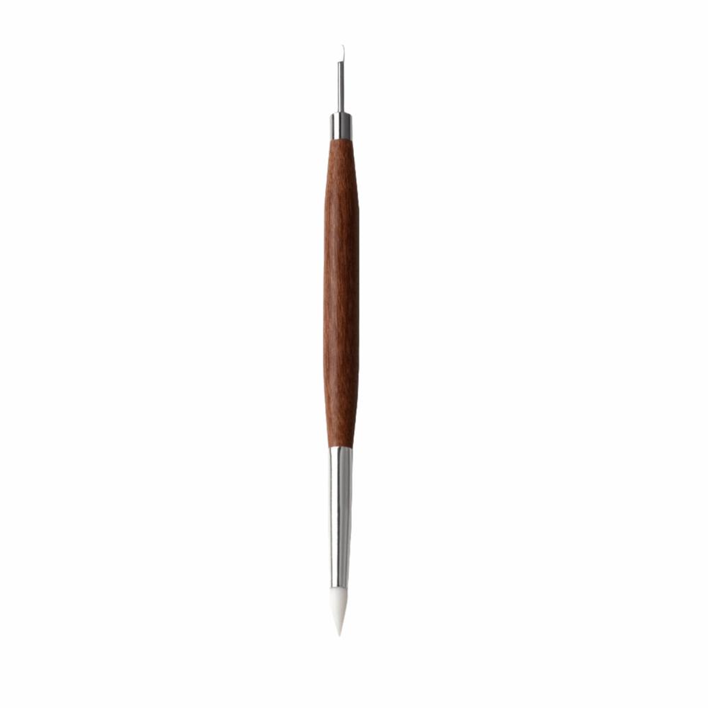 Ergonomic Handle Sandalwood Nail Pen Double Headed Silicone Carving Pen  Gel Polish
