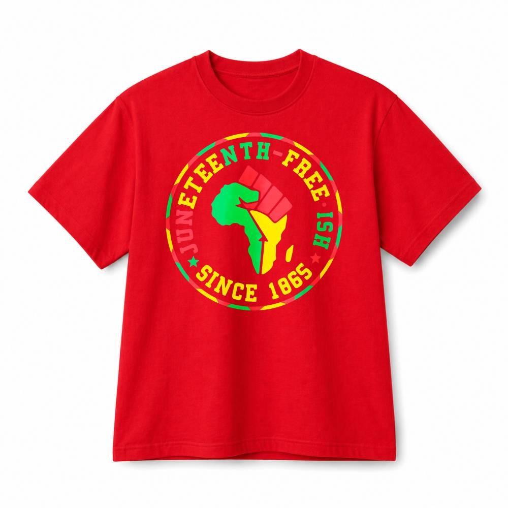 Free-ish Since 1865 Juneteenth African Map Fist Graphic Cotton T-Shirt Unisex M
