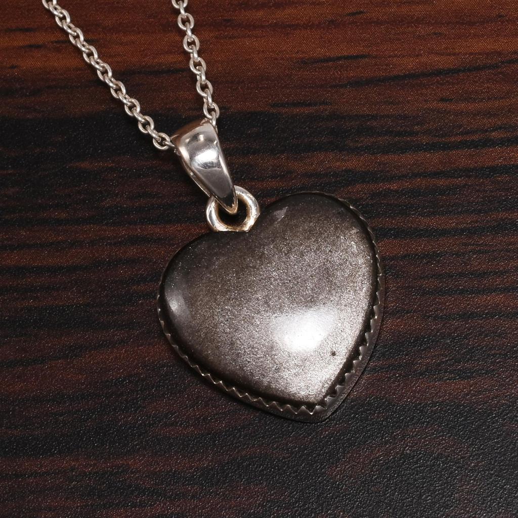 Amazing Sheen obsidian Necklace pendant, 925 sterling silver pendant, handmade silver jewelry, gift for her