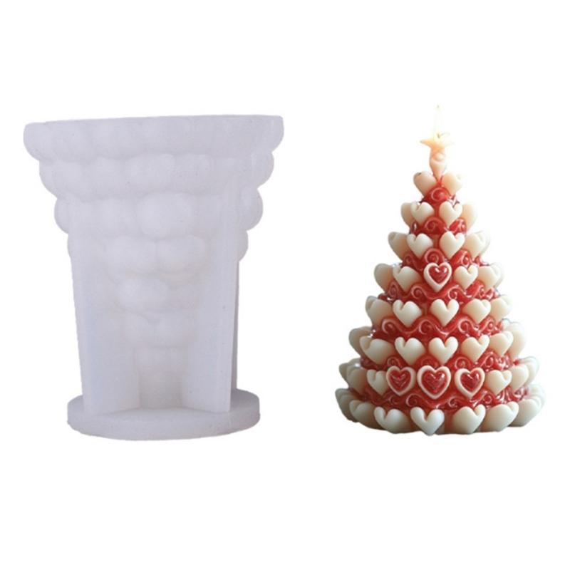 

Heart Carved Christmas Tree Shape Silicone Molds for Candle Soap Christmas Candle Silicones Mould For Holiday Decoration