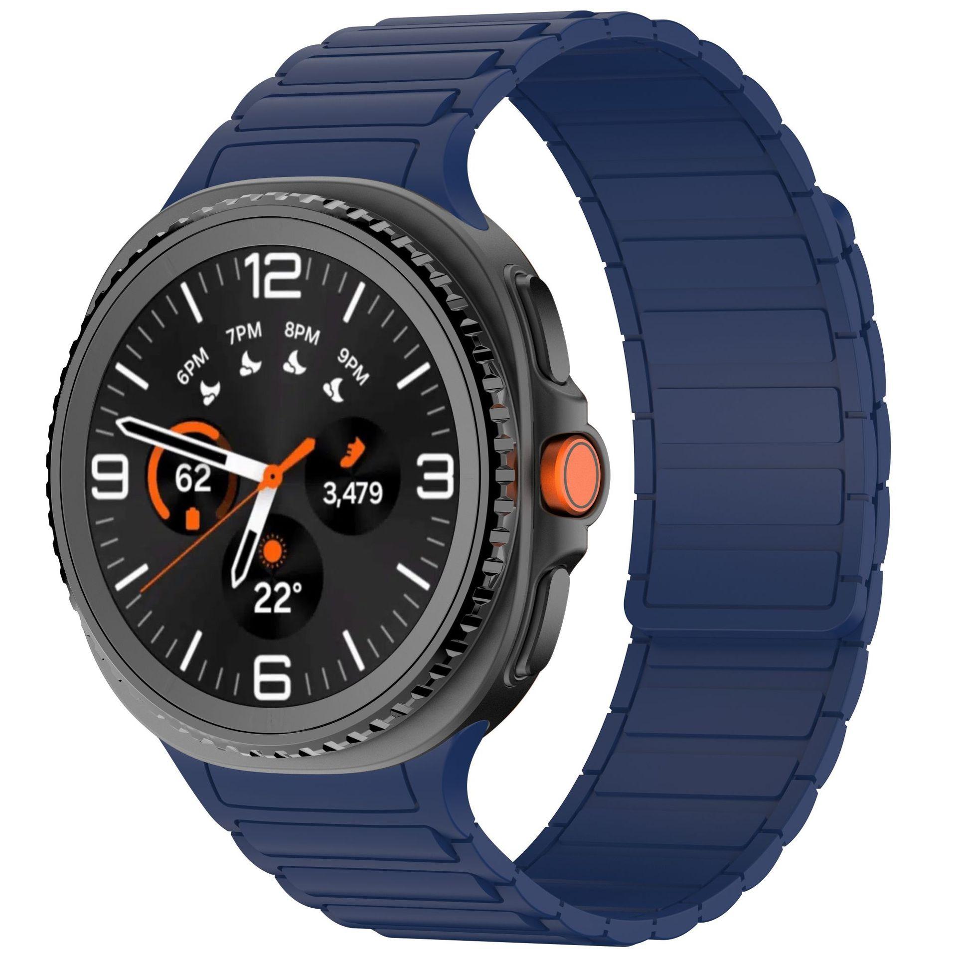 

No Gaps Sports Silicone Strap For Samsung Galaxy Watch 8 40mm 44mm Magnetic Bracelet For Galaxy Watch 8 Classic 46mm Wristband Watch 8 Classic 46mm midnight синього кольору