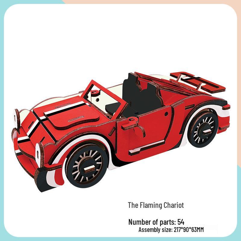 Wooden 3D Puzzle Car - Educational Handmade Toy for Kids