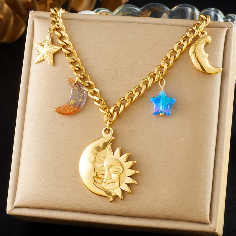 Ocean Style Starfish Shell Pendant Handmade Necklace for Women Summer Vacation Stainless Steel Jewelry Waterproof