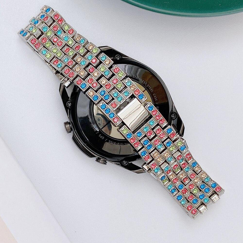 22mm luksusowy metalowy diamentowy pasek do zegarka Samsung 3 45mm / Gear S3 / Huawei GT3 GT2 Pro / Amazfit GTR 4 3 2 diamenty honor magicwatch 2 46mm pasek