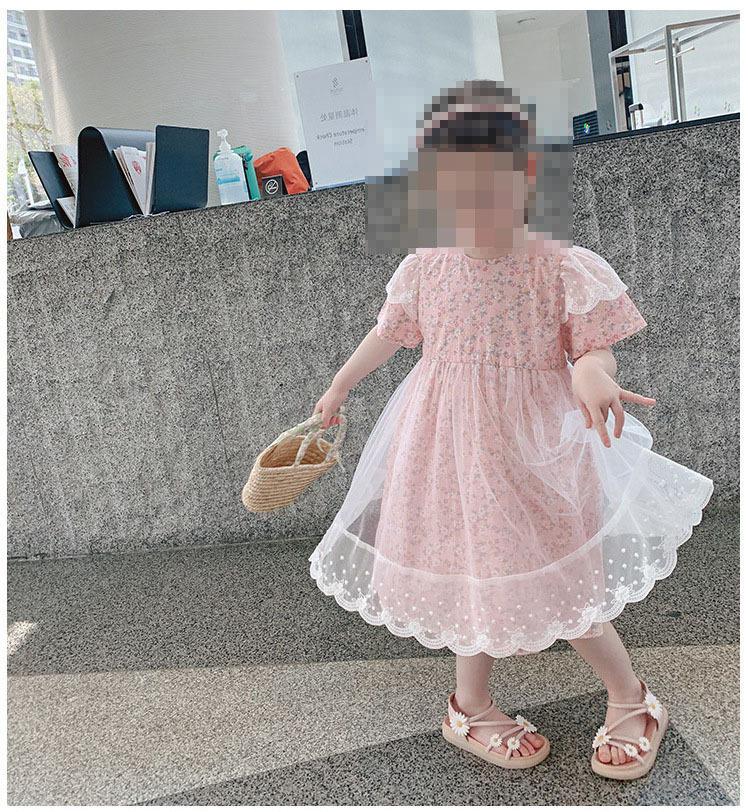 Koreanisches schickes Mädchen-Blumen-Netz-Prinzessinnenkleid - Sommerkollektion 2026.