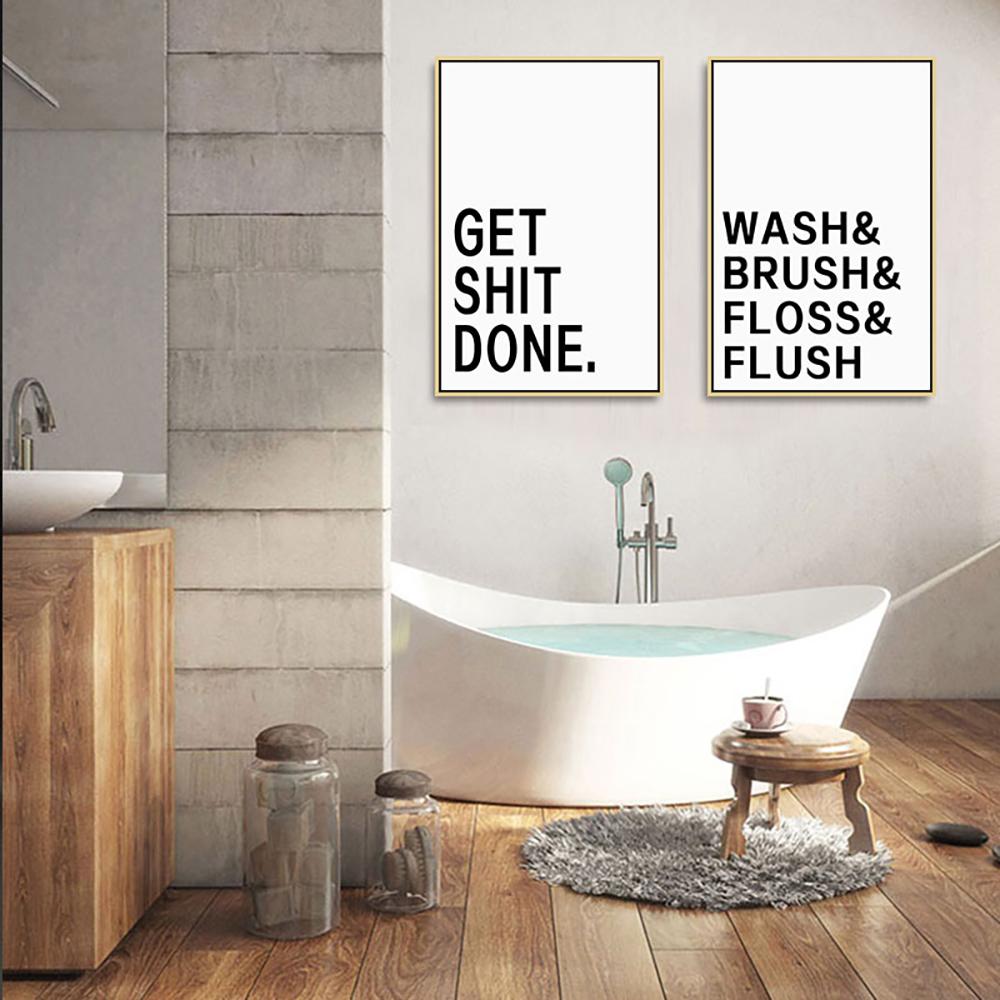 Solid Wood Frame Simple Creative Decoration Mural Nordic Style Picture Poster Canvas Painting and Bathroom Wall Art Prints for Modern Home Decor