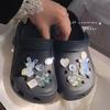Iridescent Crystal Bear-Rabbit Clog Buckle: Cute Detachable Cartoon Shoe Decoration