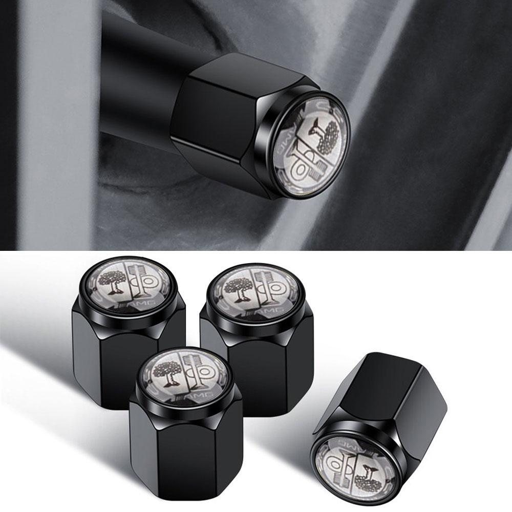 4Pcs Car Cover Tire Valve Caps Dust Caps Wheels Rims Stem For Mercedes Benz AMG A B C E S W204 W212 GLC CLK SLK CLA GLK GLE CLA BD1