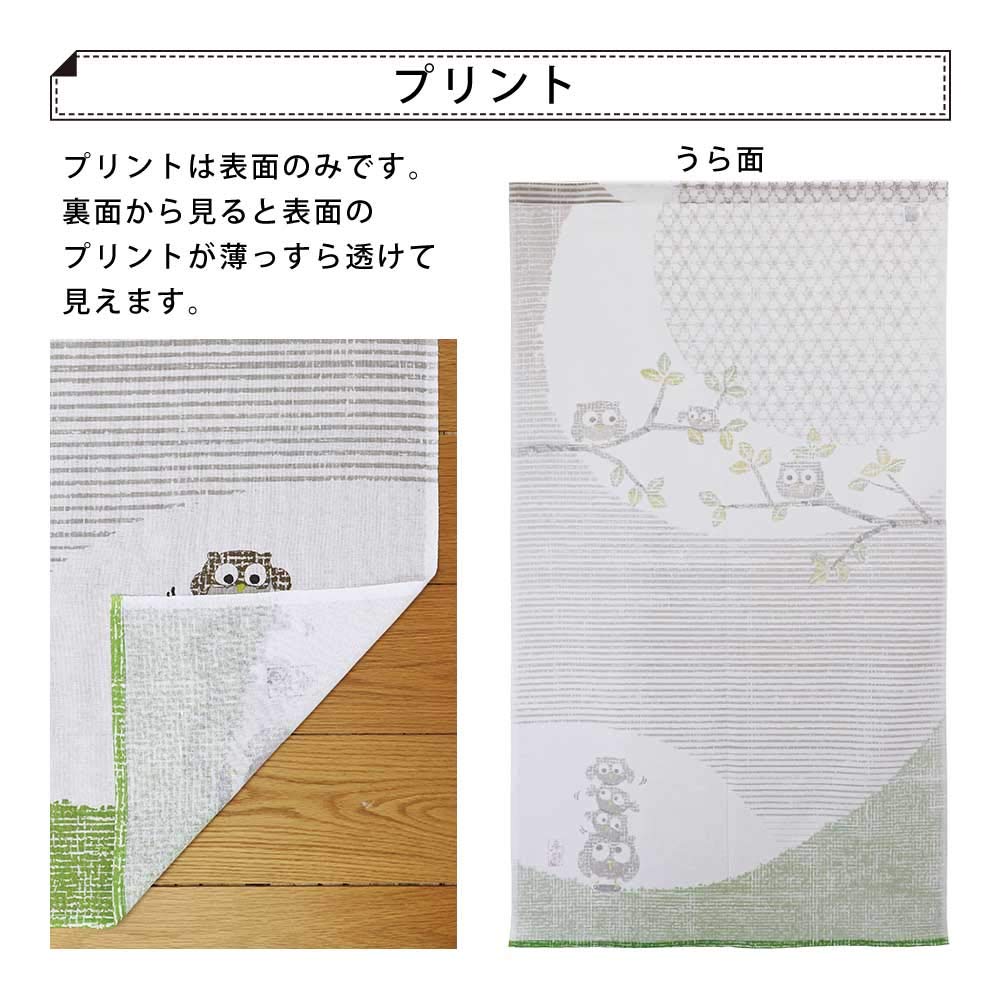 NEXT Printed Noren Curtain 85cm Wide x 150cm Long Owl Tapestry "Happy Family" Japanese-Style (Freely Cuttable)