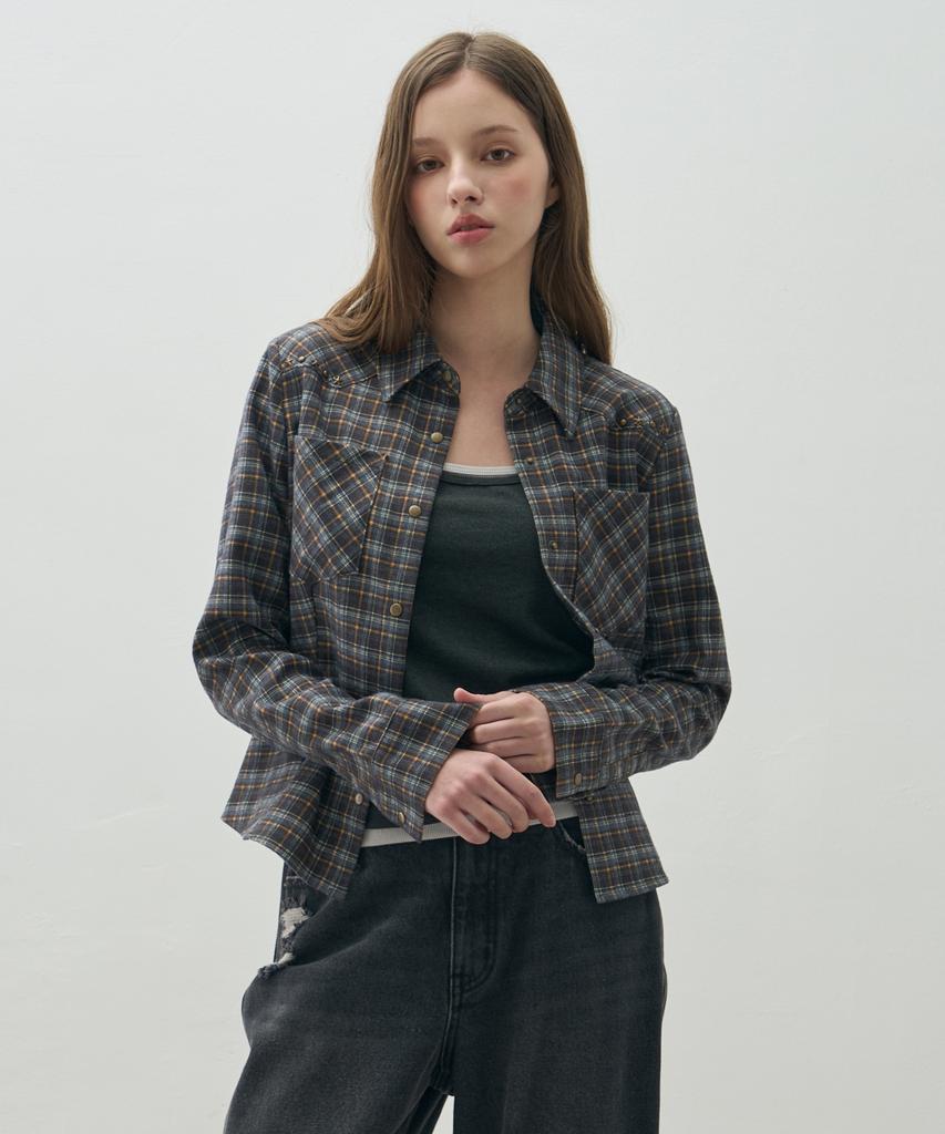 Ledeoli Check Western Slim Shirt [Black]