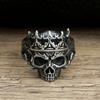 Vintage Gothic Crown Calvarium Skull Punk Rings For Men Women Stainless Steel Halloween Fashion Jewelry Gift Boyfriend Size 7-13