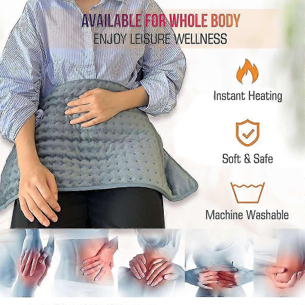 Heizkissen, Extra Groß 12"X24" Heizkissen Zur Linderung von Rückenschmerzen Elektrisches Heizkissen Mit Feuchter Trockener Therapie Auto-Abschaltung Weich Waschbar