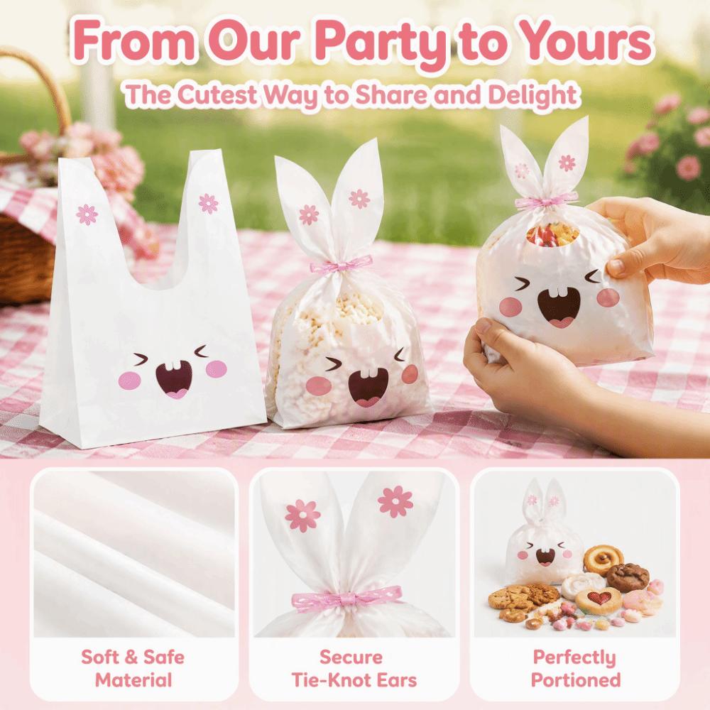 50PCS Long Ear Treat Bags Bunny Sheep Mouse Print Gift Packaging Bags  Qingtuan Snack Gift Packaging