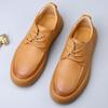 Spring leather breathable men's shoes 2025 new versatile Korean version trend thick-soled non-slip casual leather shoes men's board shoes