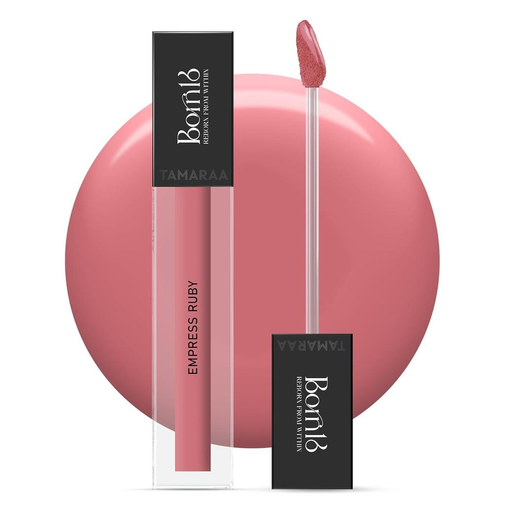 Born16 Liquid Lipstick - Empress Ruby | Hydrated-Matte Finish with SPF | Waterproof, Transfer-Proof, 24-Hour Wear | Vegan & Non-Drying with Shea