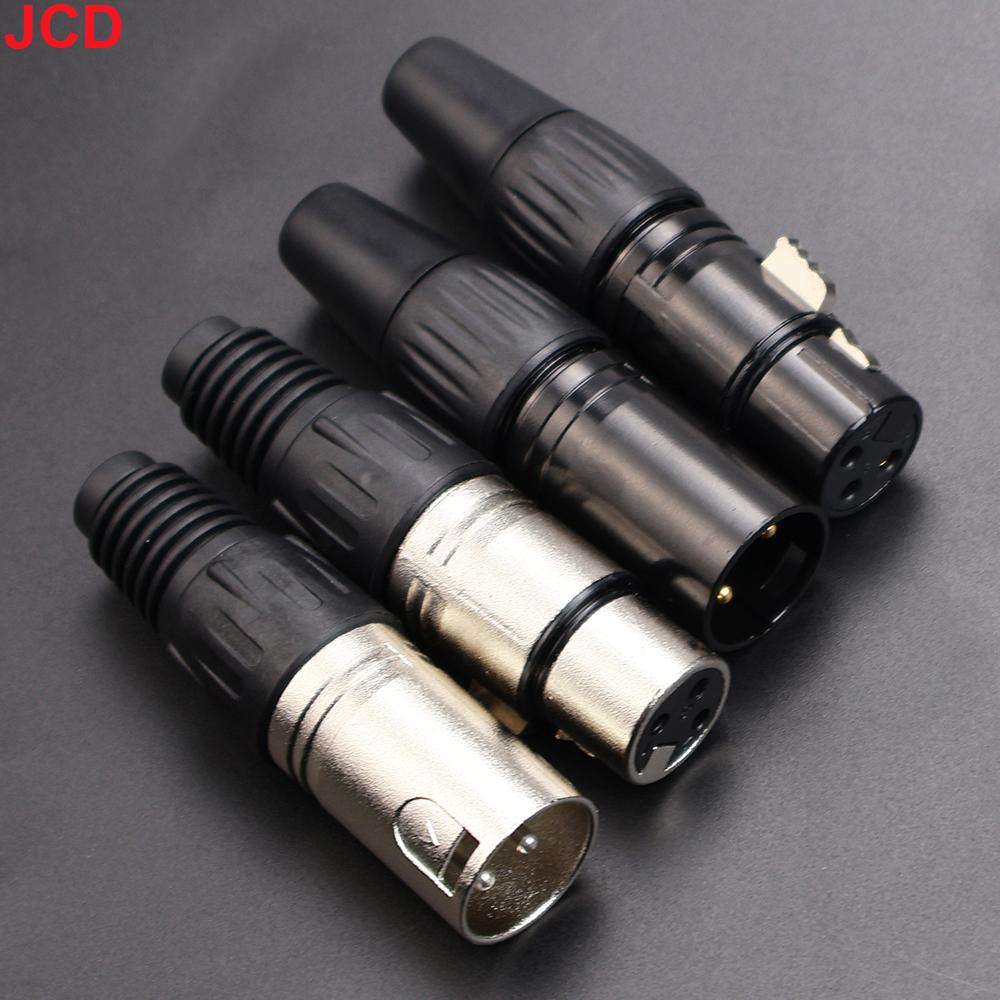 JCD 1pc 3pin Male Female Panel Audio Microphone Jack Plug Connector Black Silver YS145BG YS146BG Copper Contact XLR Metal Socket