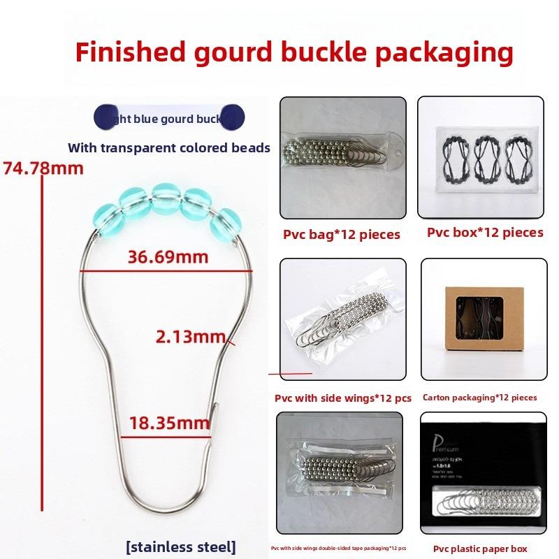 12-Piece Stainless Steel Rollerball Glide Shower Curtain Hooks - Rust-Resistant and Easy To Install