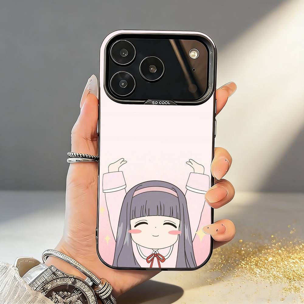 Card C-Captor Anime S-Sakura Phone Case For iPhone17,16,15,14,13,12,11,Pro,MAX Gray Matte Silicone Black Cover