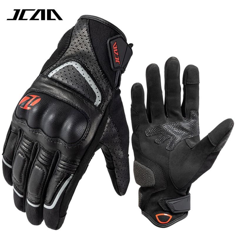 Full Finger Motorcycle Gloves Men Women - Sheepskin Leather Anti-Slip Shock Absorbing Breathable Outdoor Riding