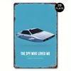 Vintage Bond Movie Inspired Metal Tin Sign  Retro Futuristic Spaceship Decor with Turquoise Background HeavyDuty Metal Constr