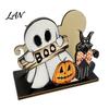 Cute Cartoon Pattern Decor Halloween Wooden Napkin Holder, Black Cat Mummy Pumpkin Table Desktop Organizer for Party, Spooky Festive Kitchen