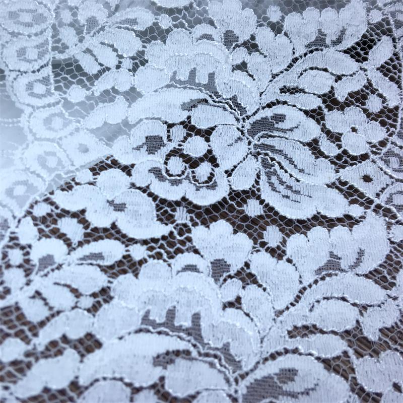 4m x18cm White French Chantilly Lace, Non-stretch Scalloped Eyelash Nylon Lace Fabric for Sewing, Bra, Underwear, Lingerie, Dress, Garment, Crafting