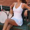 Womens Tennis Dress With Built-in Bra Pad Cross-Strap Skirt Athletic Workout Dance Sportswear
