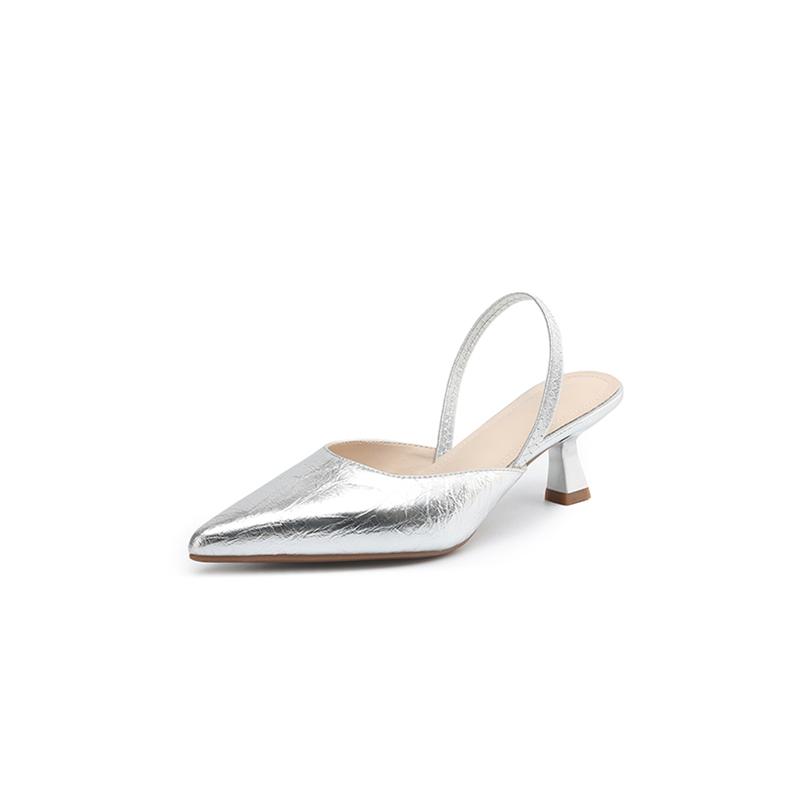 

Meotina Women Slingbacks Pumps Pointed Toe Kitten High Heels Concise Design Ladies Fashion Shoes Spring Autumn Summer Silver 42 39 срібний