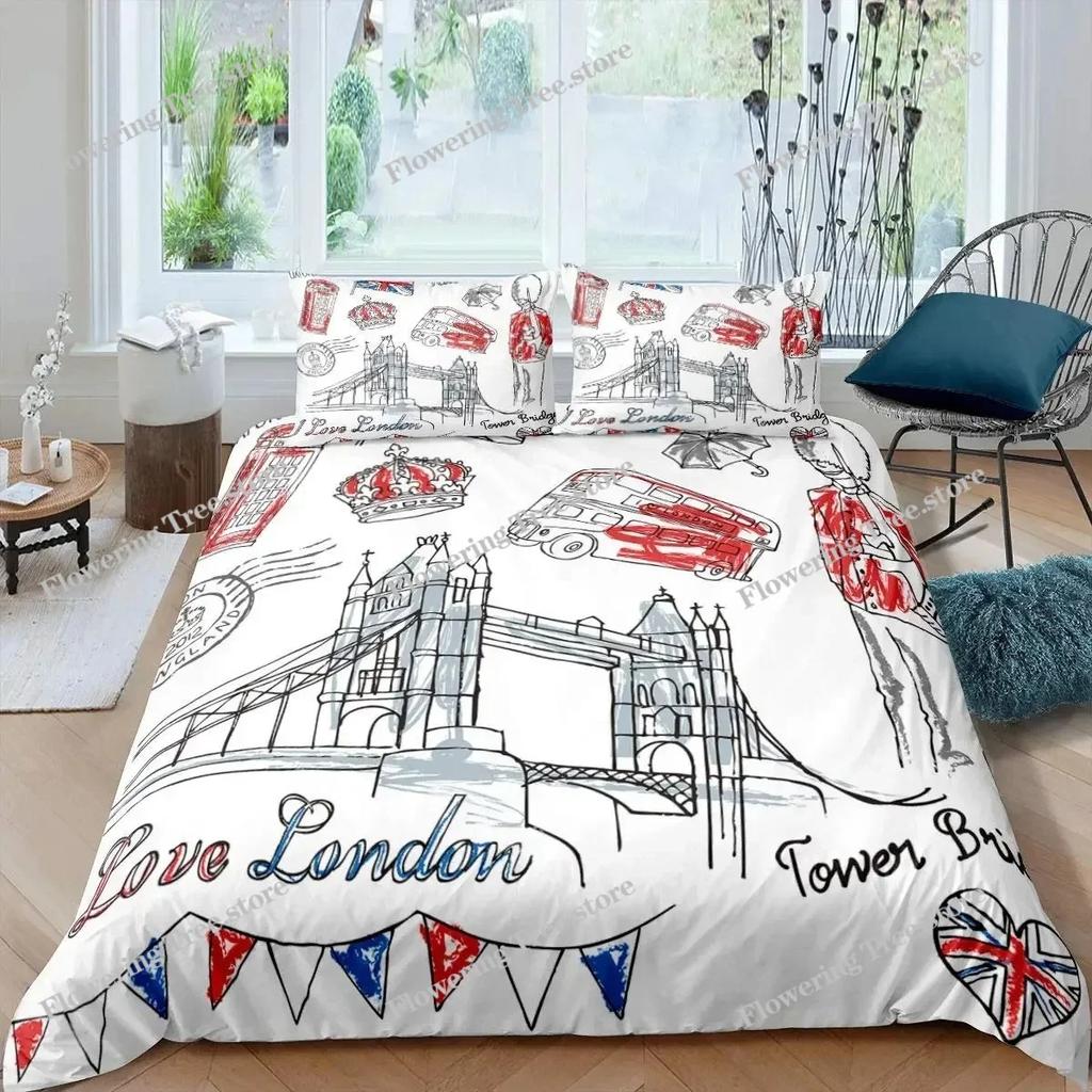 Brug Landschap Digitaal Print Dekbedovertrek Set Voor Kinderen Jongens Meisjes Polyester Beddengoed Set Dubbel Eenpersoons Maat Met Kussensloop