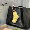 Plush Twist Knot Charm Bag Charm Fluffy Hanging Pendant Fuzzy Keychain Decoration for Backpacks