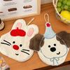 Cute Cartoon Animal Towel Hanging Kitchen Hand Wipe Thickened Handkerchief Rag Absorbent With Hanging Loop Bathroom Supplies