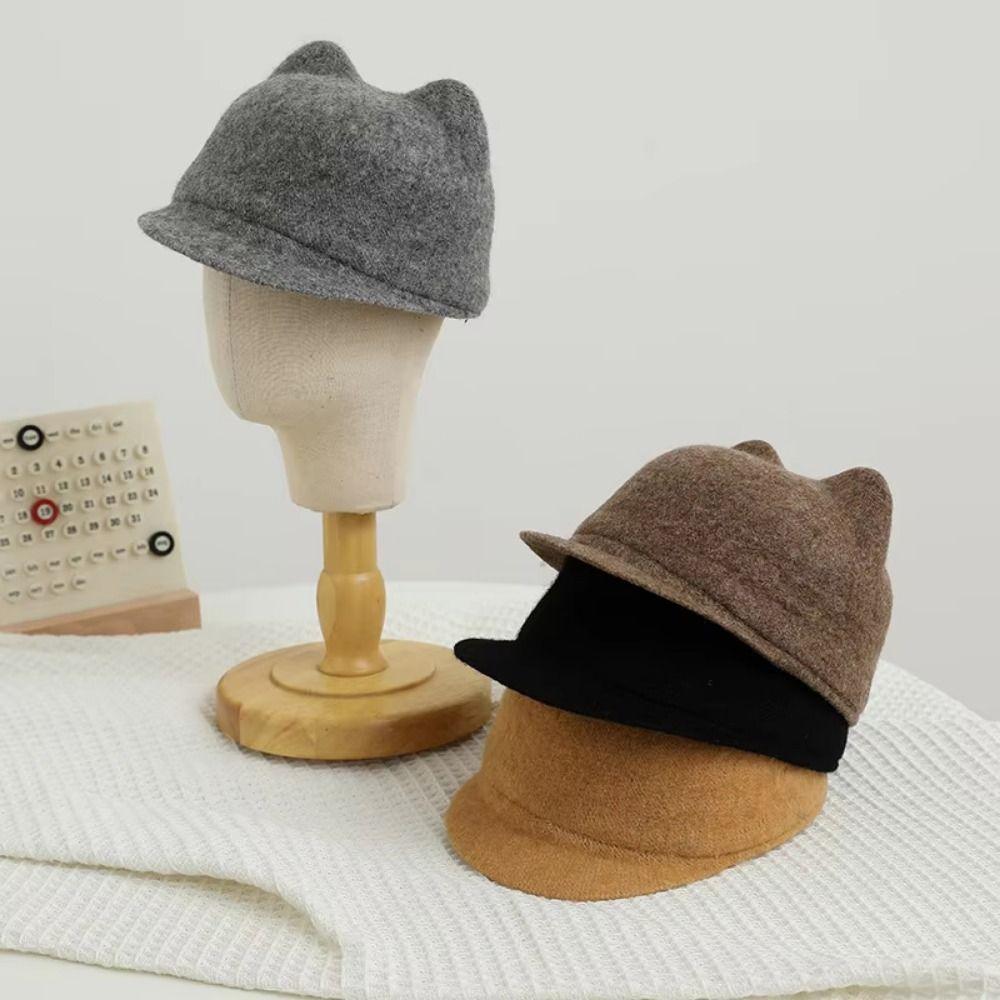 Wool Kids Wool Equestrian Hat Solid Color Kids Sunshade Visors Stylish Baby Knitted Hat  2-6 Year