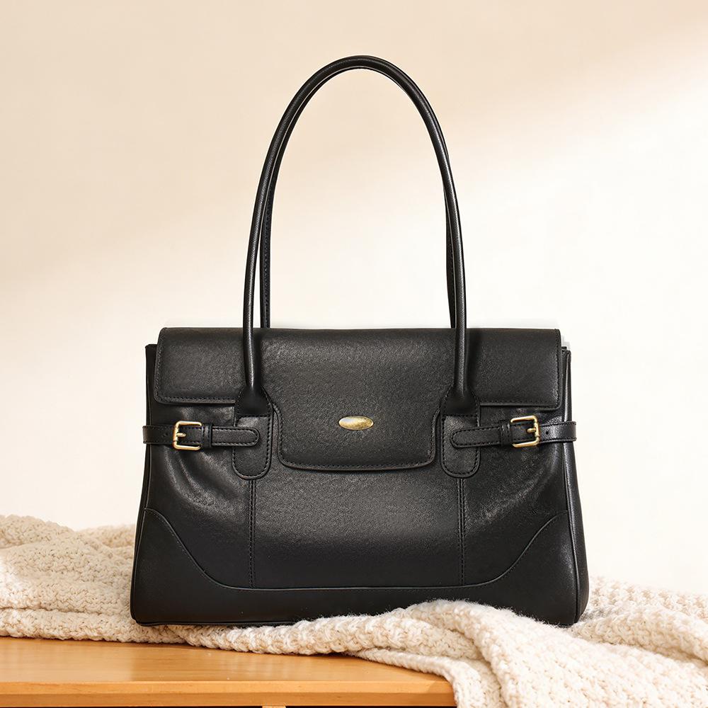 Simple First Layer Cowhide Leather Large Capacity 2026 Commuter Retro Handbag Fashionable Shoulder Underarm Tote Bag