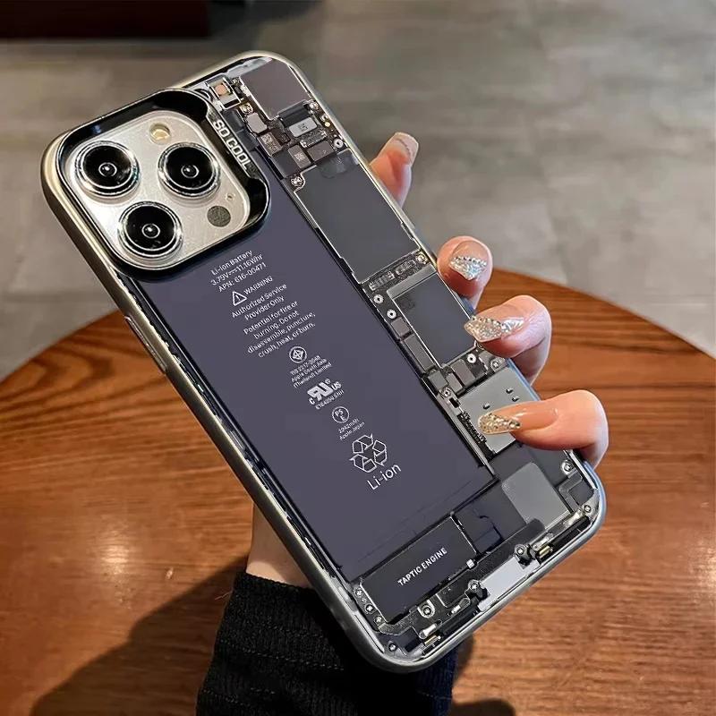 Creative Circuit Board Electroplate Phone Case for Samsung S25 S23 S22 S24 FE Plus Ultra 5G A35 A55 A15 A25 A16 Shockproof Cover