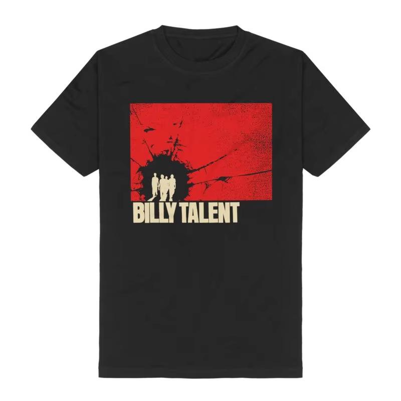 Vintage Billy Talent Chaotic Cat Tee Punk TShirt with Bandana Cat Lightning Print Punk Fan Merch Oversized Loose Daily Tops