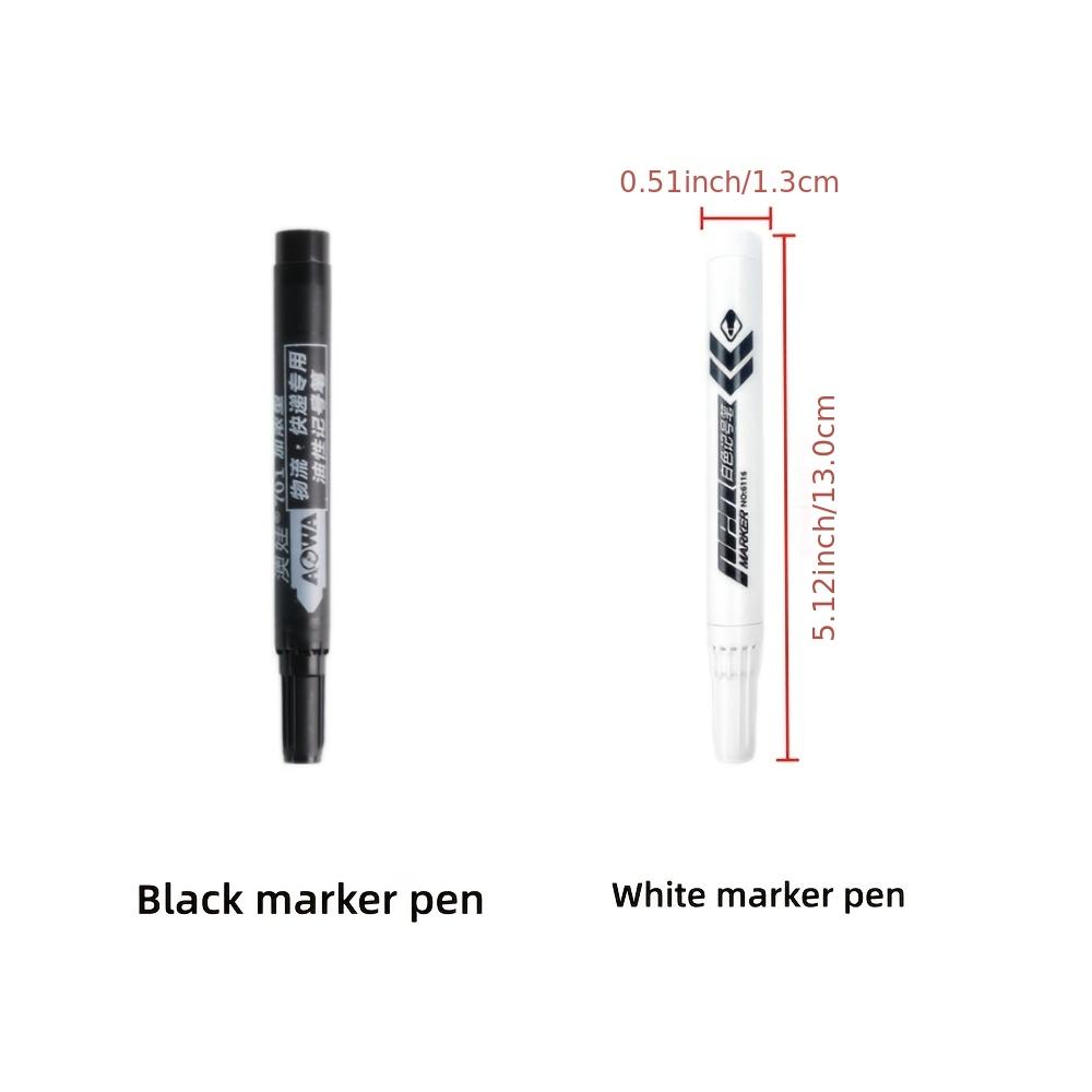 4pcs Black And 4pcs White Marker Pen Set/Quick-Dry Oil-Based Broad Tip Pens/Durable Thick Pens for Express Logistics Marking