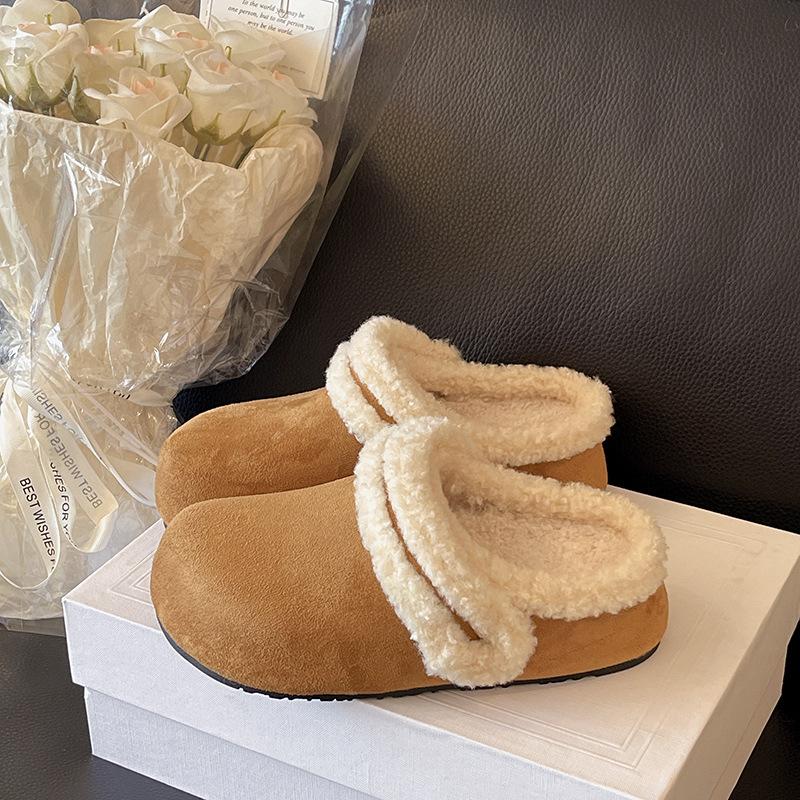 Leopard Print Bag Head Half Slippers Women's 2025 Autumn and Winter College Style Retro Style Mori Fashion Versatile Casual Mao Mao Shoes