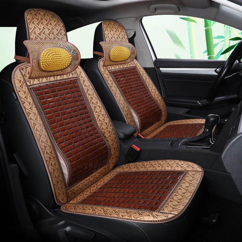 

Летняя крутая подушка для автомобильного сиденья, бамбуковый лист, бамбуковая цельная вентиляция и вентиляция, универсальная крутая подушка для сиденья Four Seasons Lumbar + Headrest