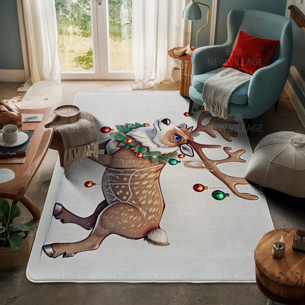 House Entrance Carpet Home Door Mat Living Room Bath Foot Bathroom Non-slip Water Absorption Rugs Bath Merry Christmas Winter