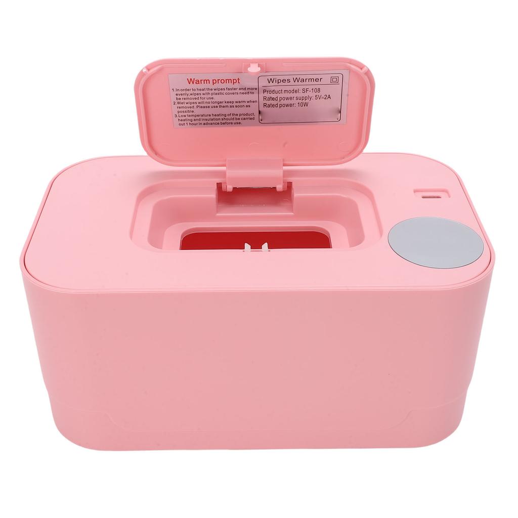 Baby Wipe Warmer Large Capacity Baby Wipe Warmer Holder Dispenser USB Rechargeable for Travel Pink
