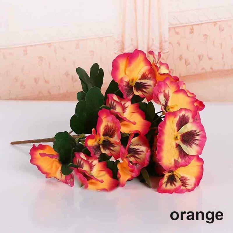 Luxuriöser künstlicher 10-köpfiger künstlicher Stiefmütterchen-Seidenblumenstrauß für Heim- und Hochzeitsdekoration