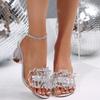 Women's Rhinestones Flower Sandals Sleeves Transparent Platform Party Fashion Cool Slippers High Heels