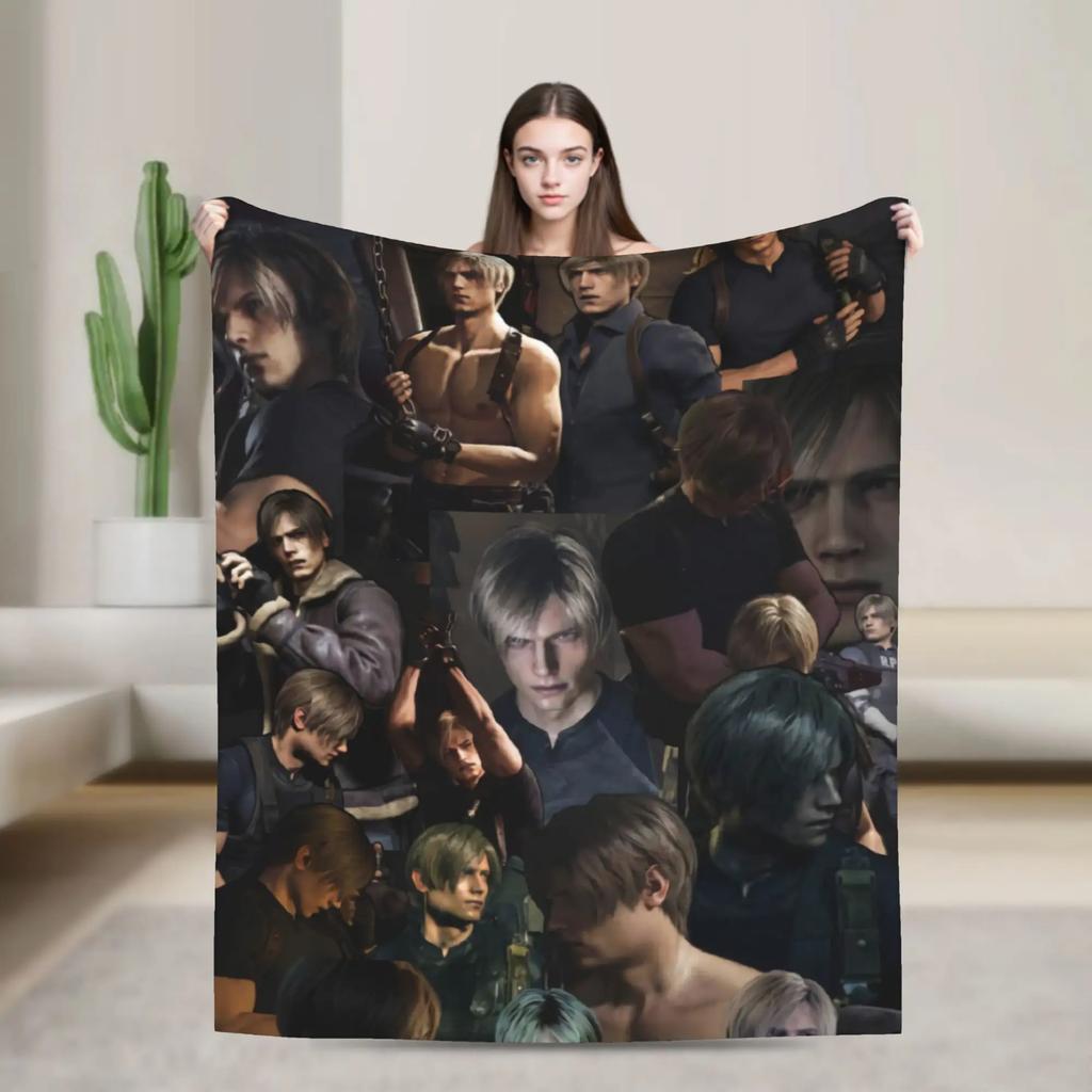 Leon Kennedy Resident Evil Quality Warm Throw Blanket for Winter Fashionable Bedspread for Living Room Bedroom Ideal for Men an
