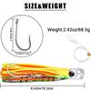 4Pcs 68g/107g Fishing Lures Saltwater Trolling Lures Rigged Squid Skirt with Leader Line Shark Hooks for Marlin Tuna Wahoo