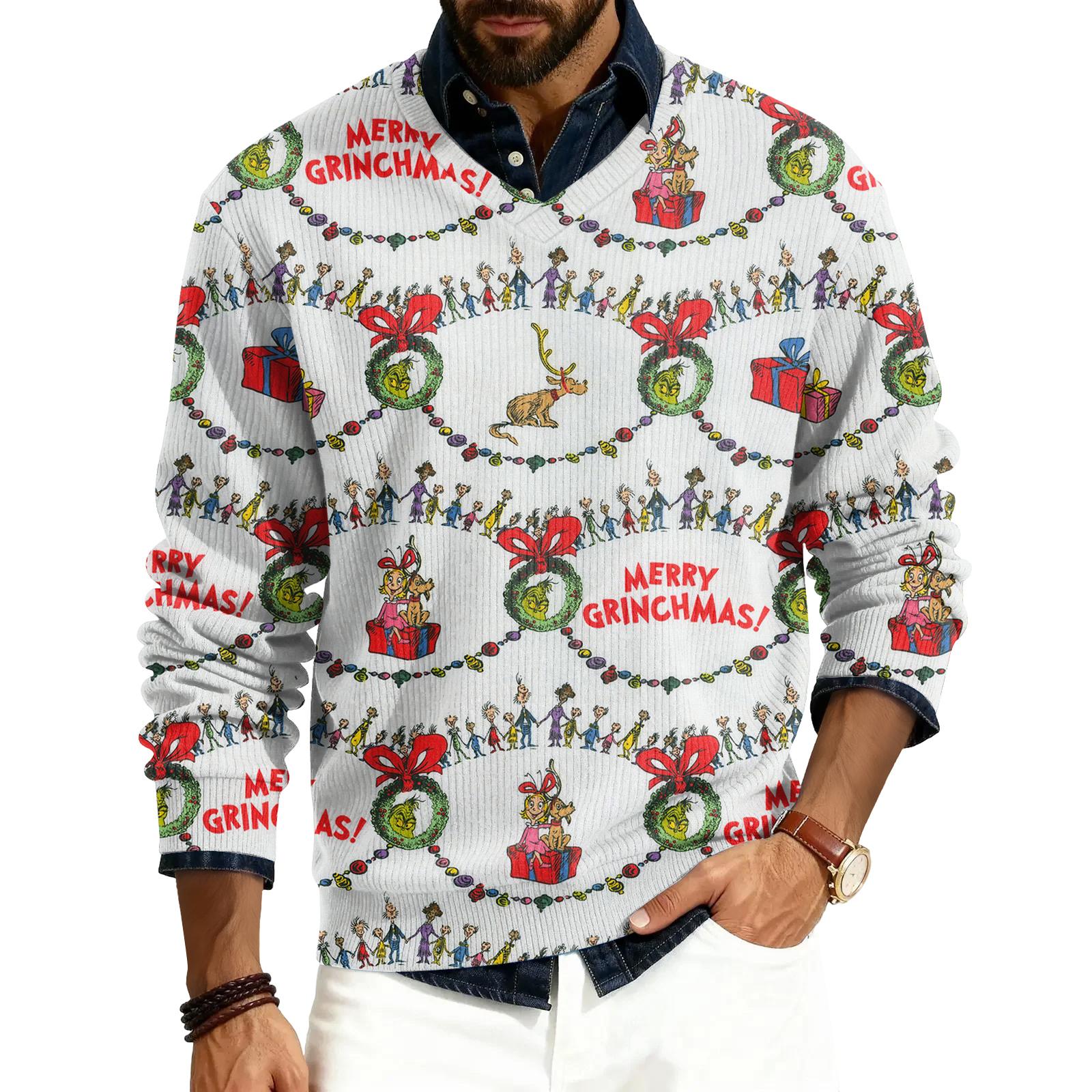 

Мужской пуловер с V-образным вырезом, длинным рукавом, из рубчатого трикотажа XL белый