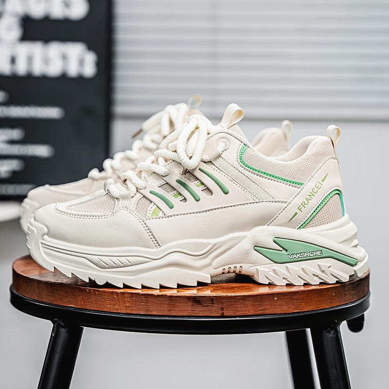 Men's Shoes Spring New Casual Sports Mesh Versatile Thick-soled Non-slip and Wear-resistant Teen Dad Shoes