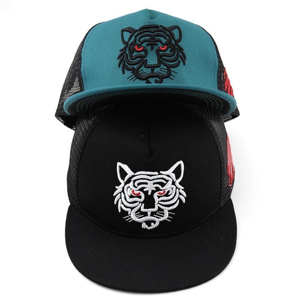Fashion Adjustable Baseball Cap Tiger Embroidery Breathable Trucker Caps Mesh Snapback Hats Unisex