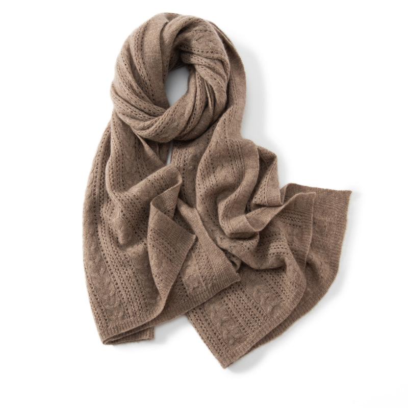 Women's Retro Cashmere Scarf - Autumn/Winter Knitted Shawl for Warmth and Style